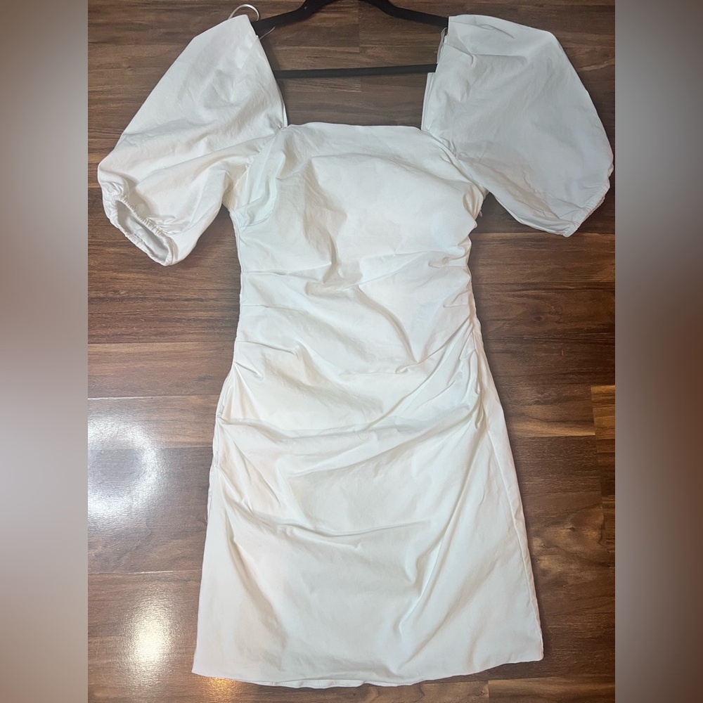 Astr White puff Sleeve Dress